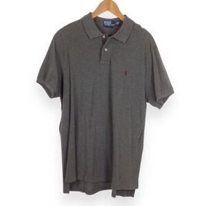 POLO RALPH LAUREN Gray Pique Cotton Custom Fit  Polo Shirt Men's XL